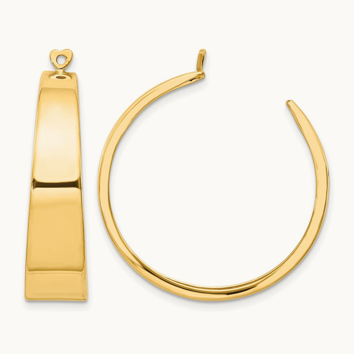 Polished Hoop Earring Jackets — 14K Yellow Gold, 30mm