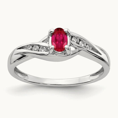 Oval Composite Ruby and Diamond Ring, 14K White Gold