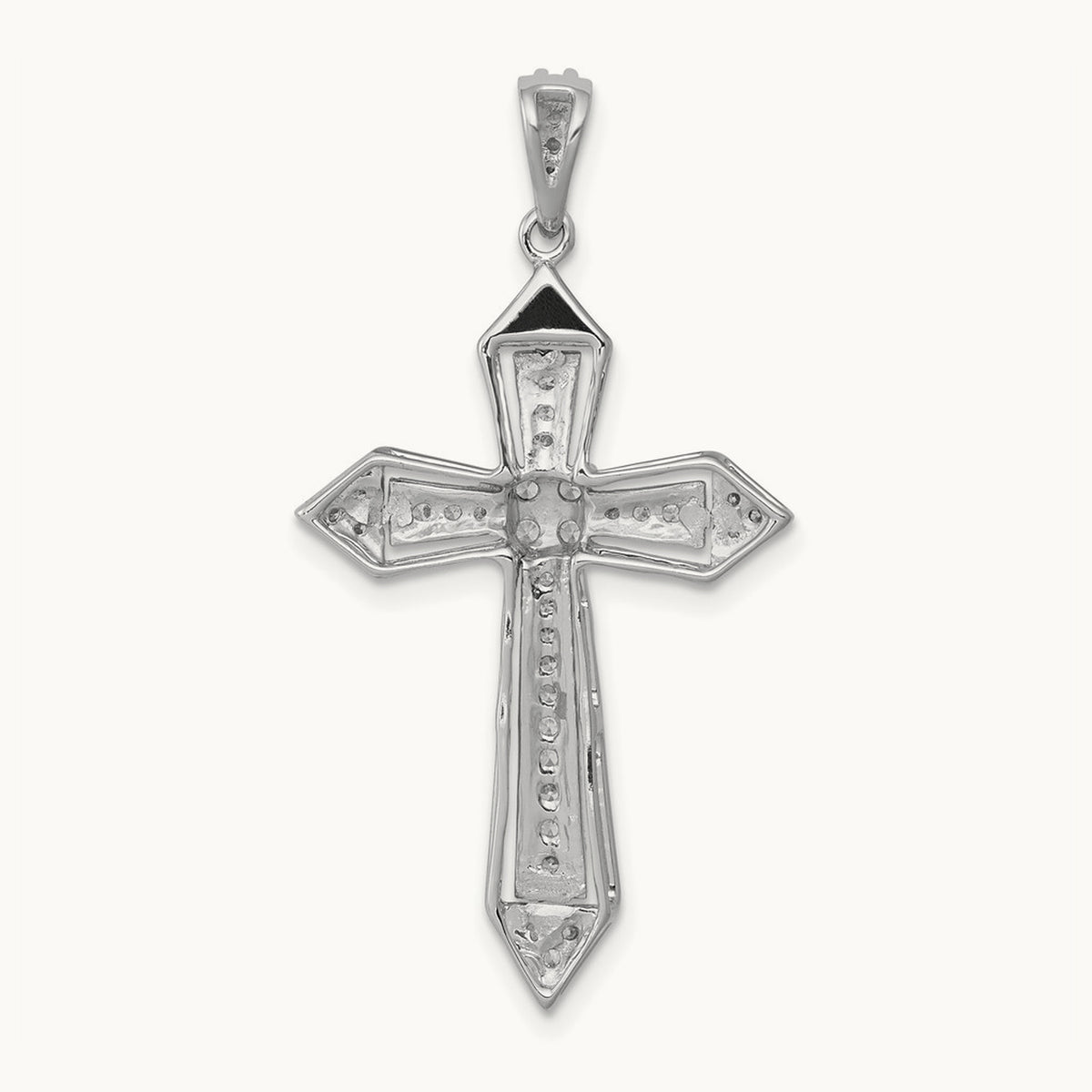 Diamond Passion Cross Pendant — 14K White Gold, 35.5mm