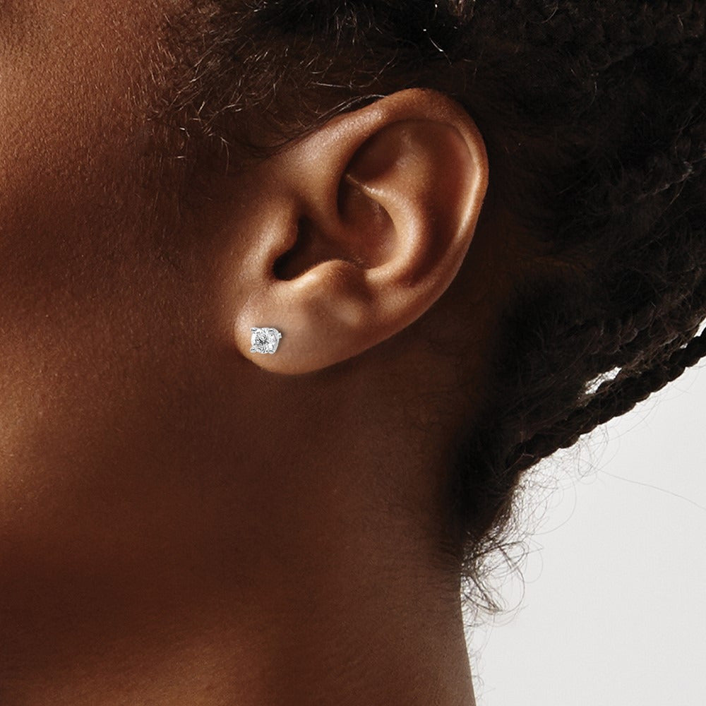 Round Diamond Stud Earrings — 14K White Gold, 0.54 ct tw, VS2/SI1 G-I · screw back