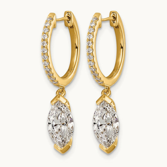 Marquise Bezel Dangle Hoop Earrings, 2.50 ct tw Lab-Grown Diamond