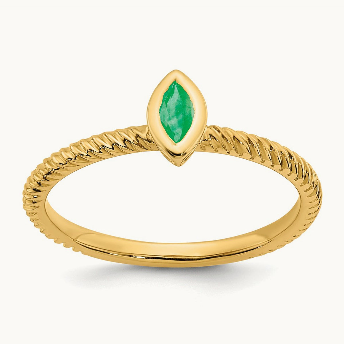 Marquise Bezel Emerald Ring, 14K