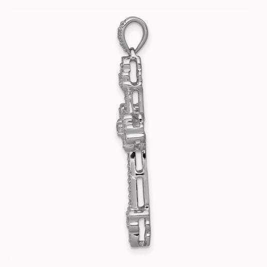 Diamond Budded Cross Pendant — 35mm