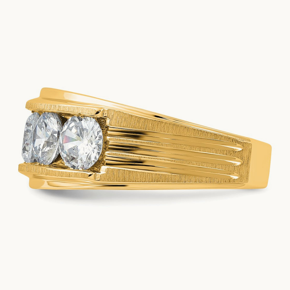 5 Stone Men's Ring, 3.50 ct tw Lab-Grown Diamond — 14K Yellow Gold