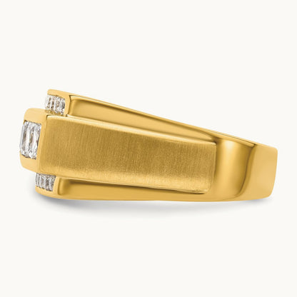 Polished & Satin Men's Ring, 1.00 ct tw Lab-Grown Diamond