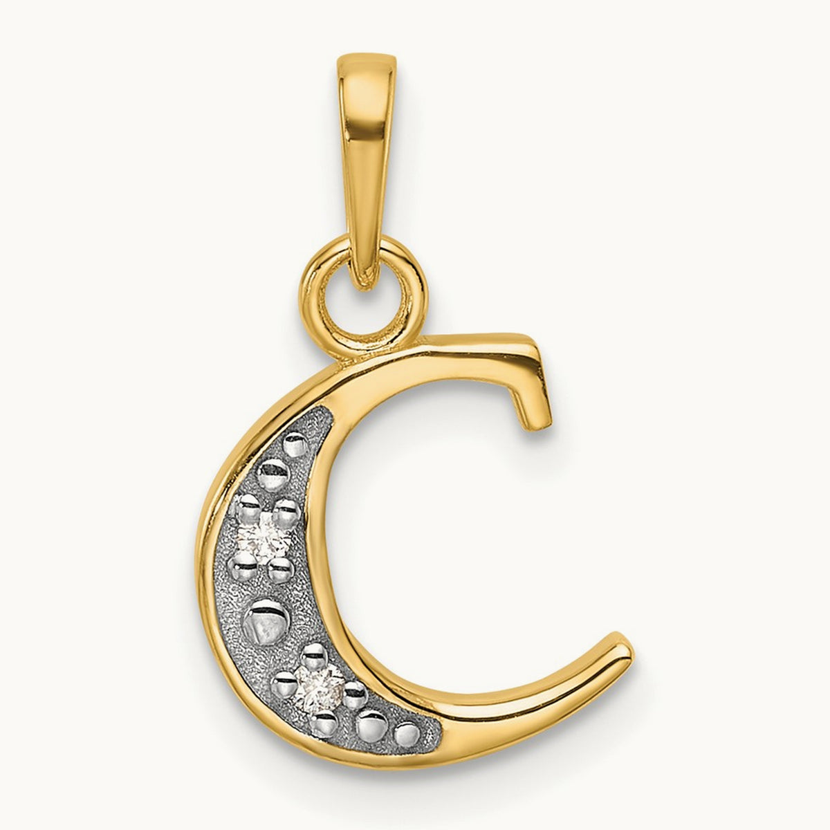 Diamond Letter C Initial Pendant, 14K with Rhodium