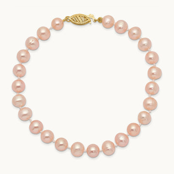 6- Pink Near Round Freshwater Cultured Pearl Bracelet, 7mm, 14K