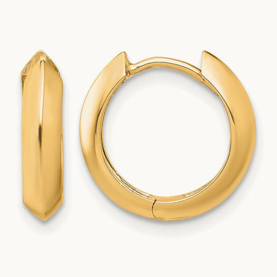 Polished Hinged Huggie Earrings — 10K Yellow Gold