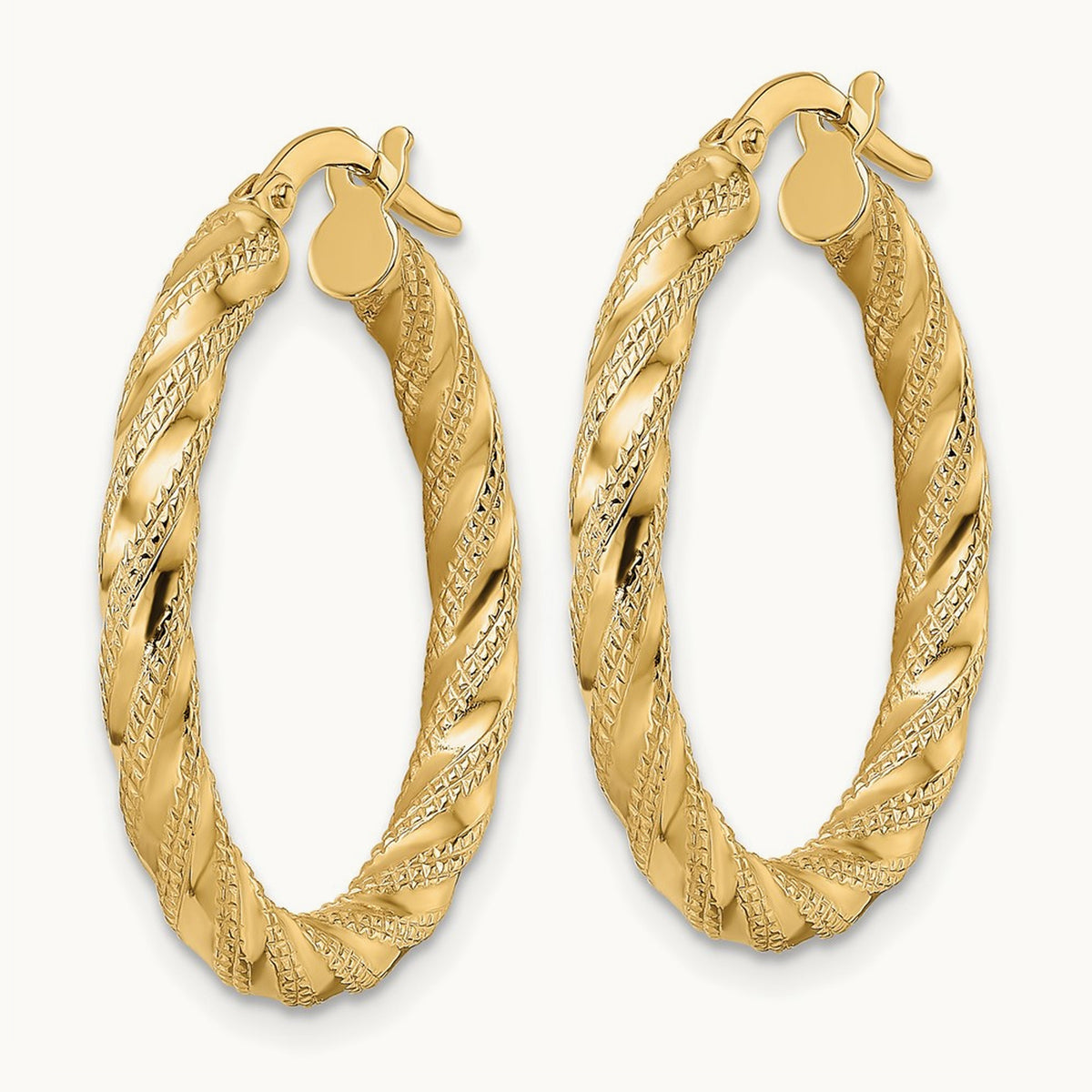 Polished Twisted Hoop Earrings — 26mm