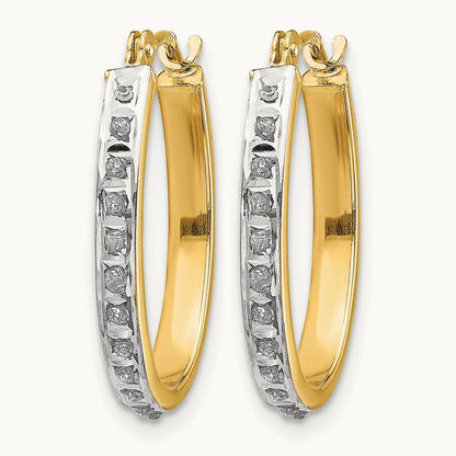 Diamond Fascination Diamond Dust/Accent Oval Hoop Earrings — 19mm