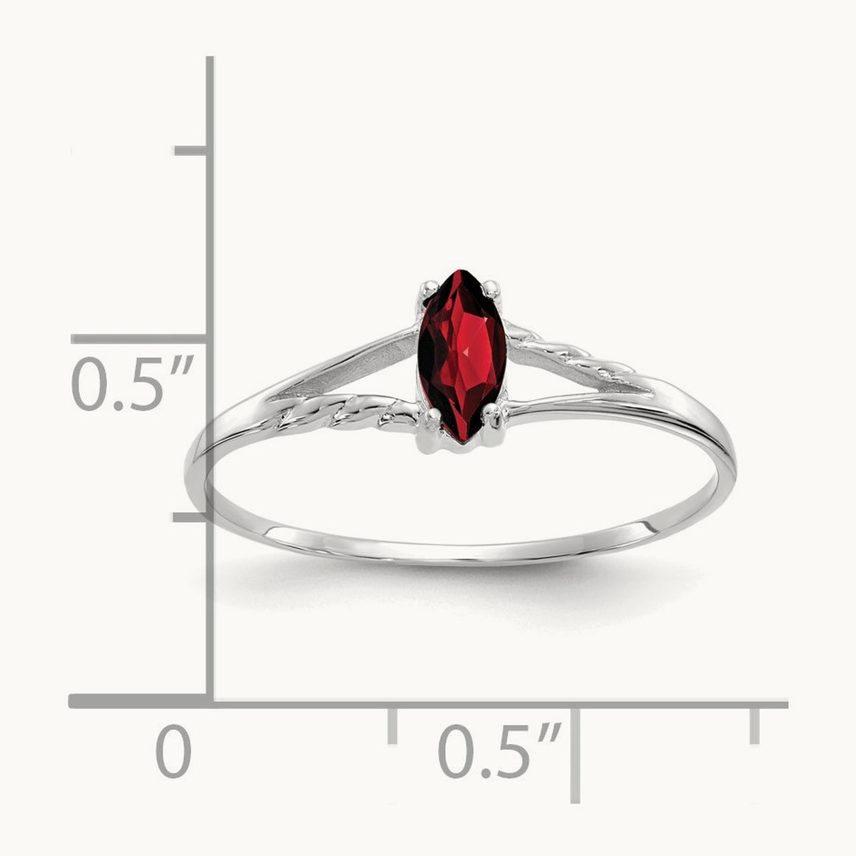 Garnet Birthstone Ring, 14K White Gold