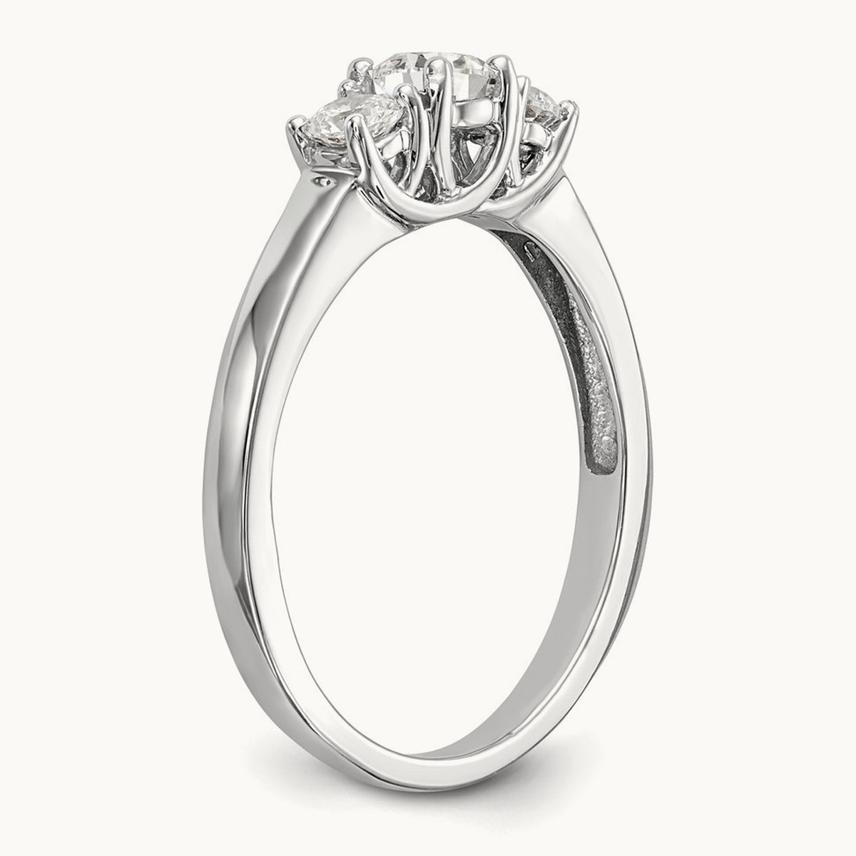 Two-Tone Basket 3 Stone Engagement Ring — 14K White Gold, VS/SI (Great) · Certified, 7
