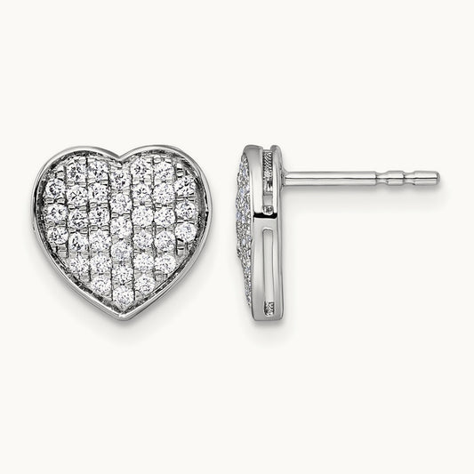 1/2ct. Diamond Heart Post Earrings, 14K White Gold