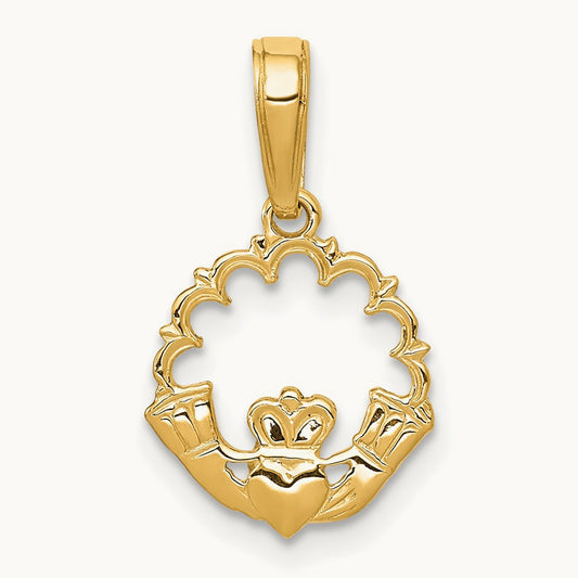 Polished Claddagh Pendant, 14K