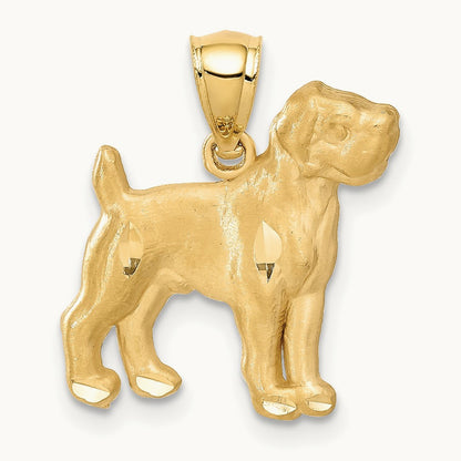 Diamond-cut Boxer Pendant, 14K