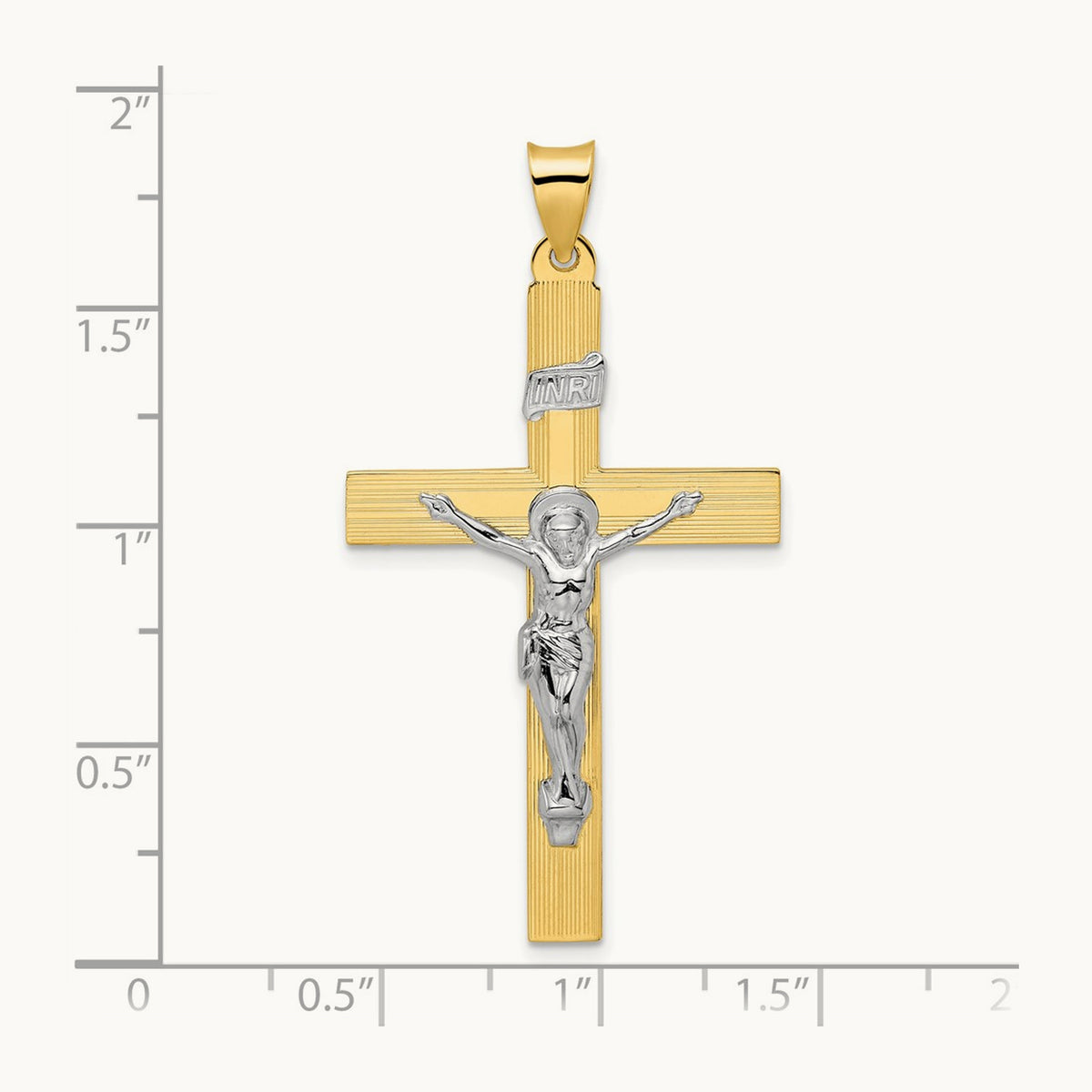 Polished Solid INRI Crucifix Cross Pendant — 48mm