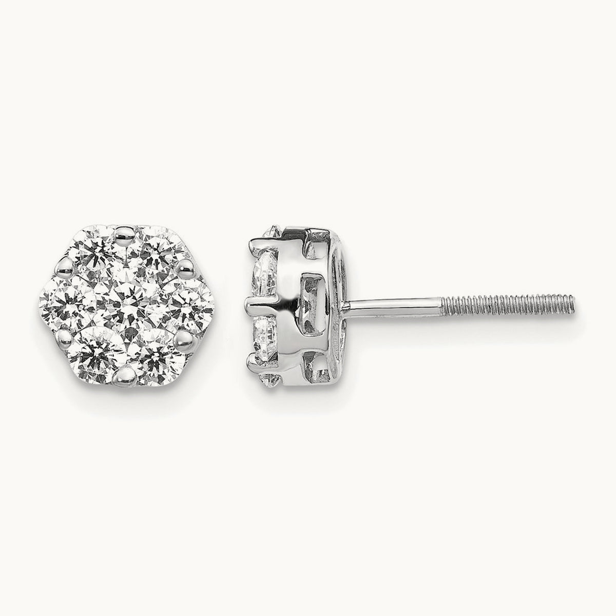 Diamond Cluster Screwback Earrings — 8mm