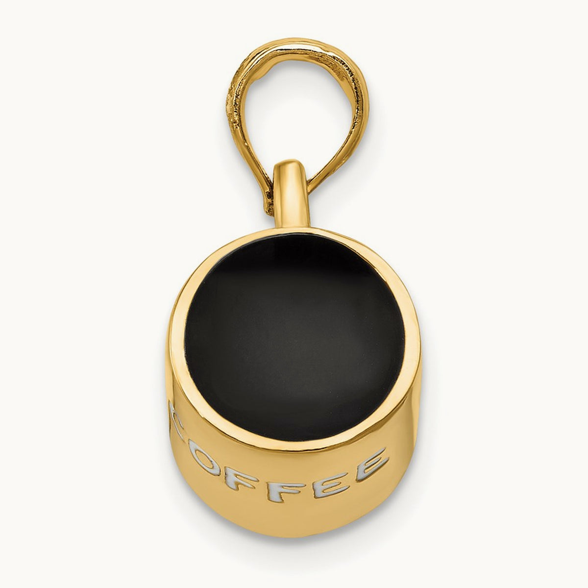 3D Enameled Coffee Cup Pendant, 14K