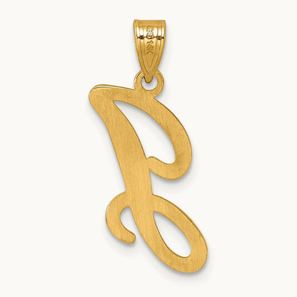 Script Letter J Initial Pendant, 14K