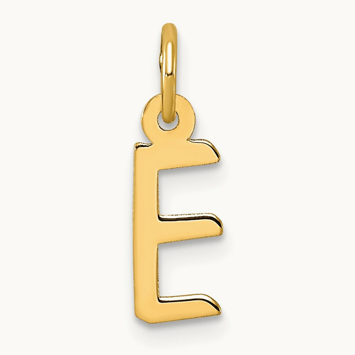 Small Slanted Block Initial Charm — 14K Yellow Gold, E