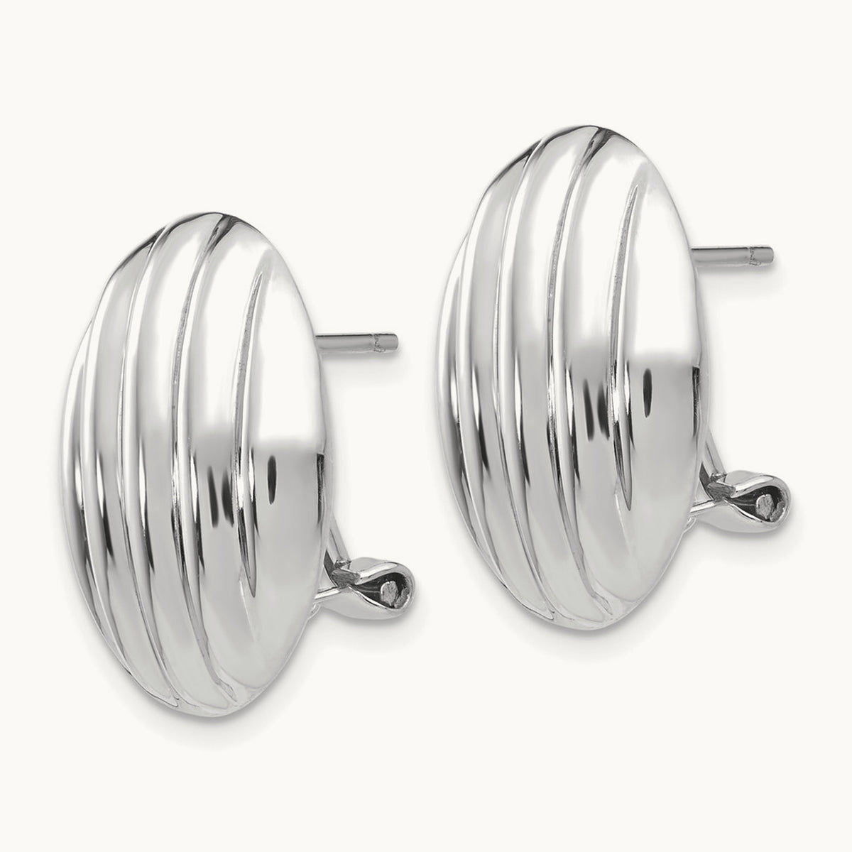 Polished Fancy Omega Back Post Earrings, 14K White Gold