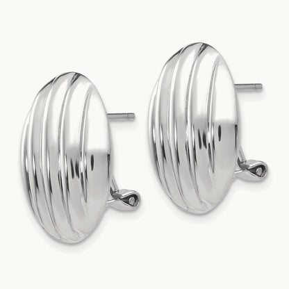 Polished Fancy Omega Back Post Earrings, 14K White Gold