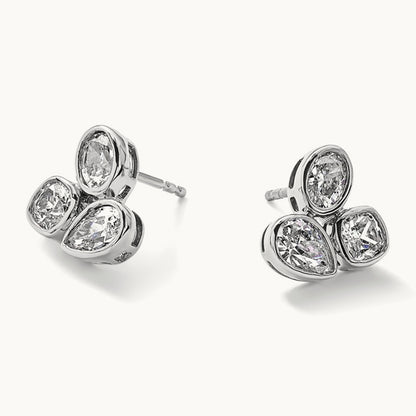 Oval Pear & Cushion 3 Stone Earrings, 2.00 ct tw Lab-Grown Diamond