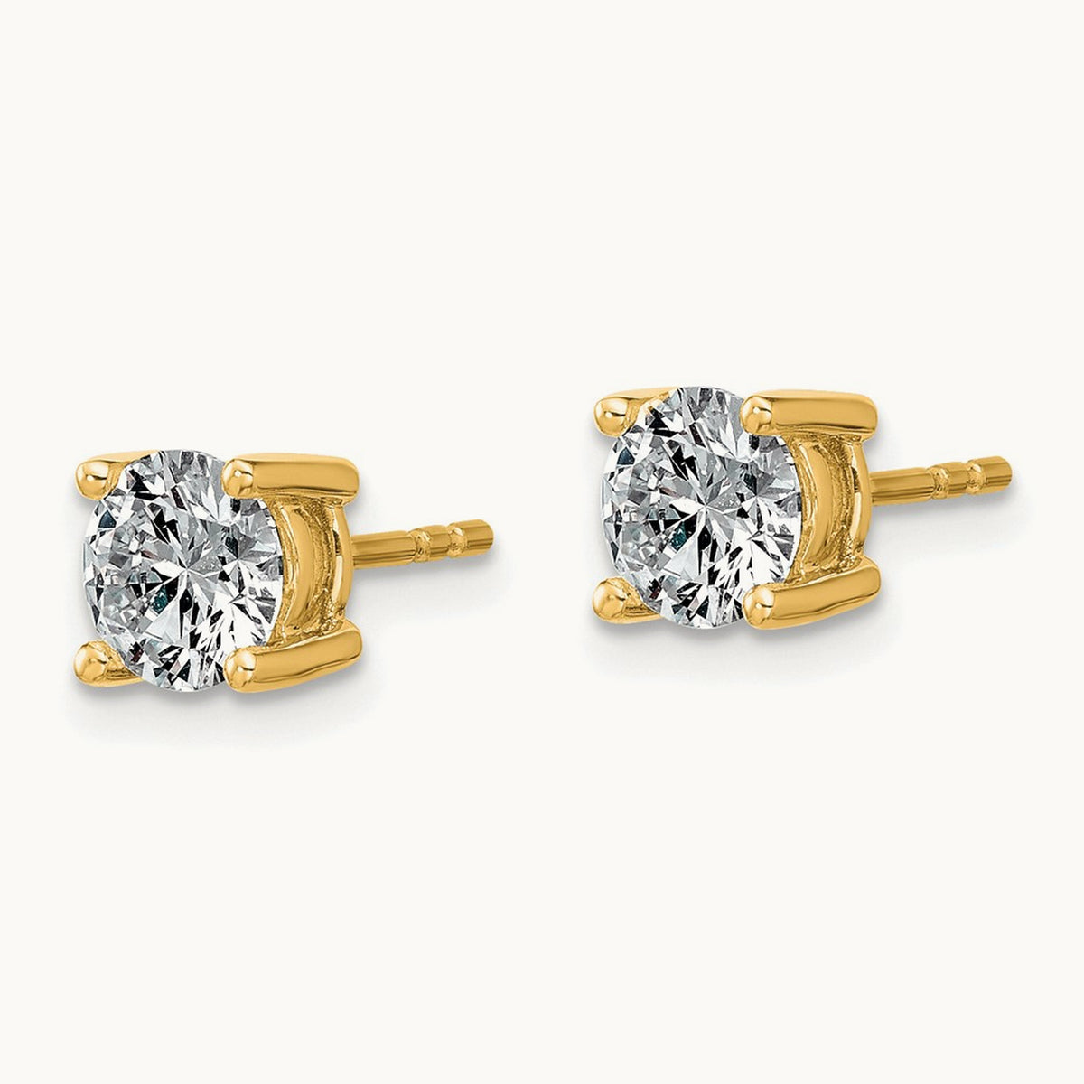 Round Lightweight Earrings, 0.25-6.00 ct tw Lab-Grown Diamond — 1 1/2 ct, 10K Yellow Gold
