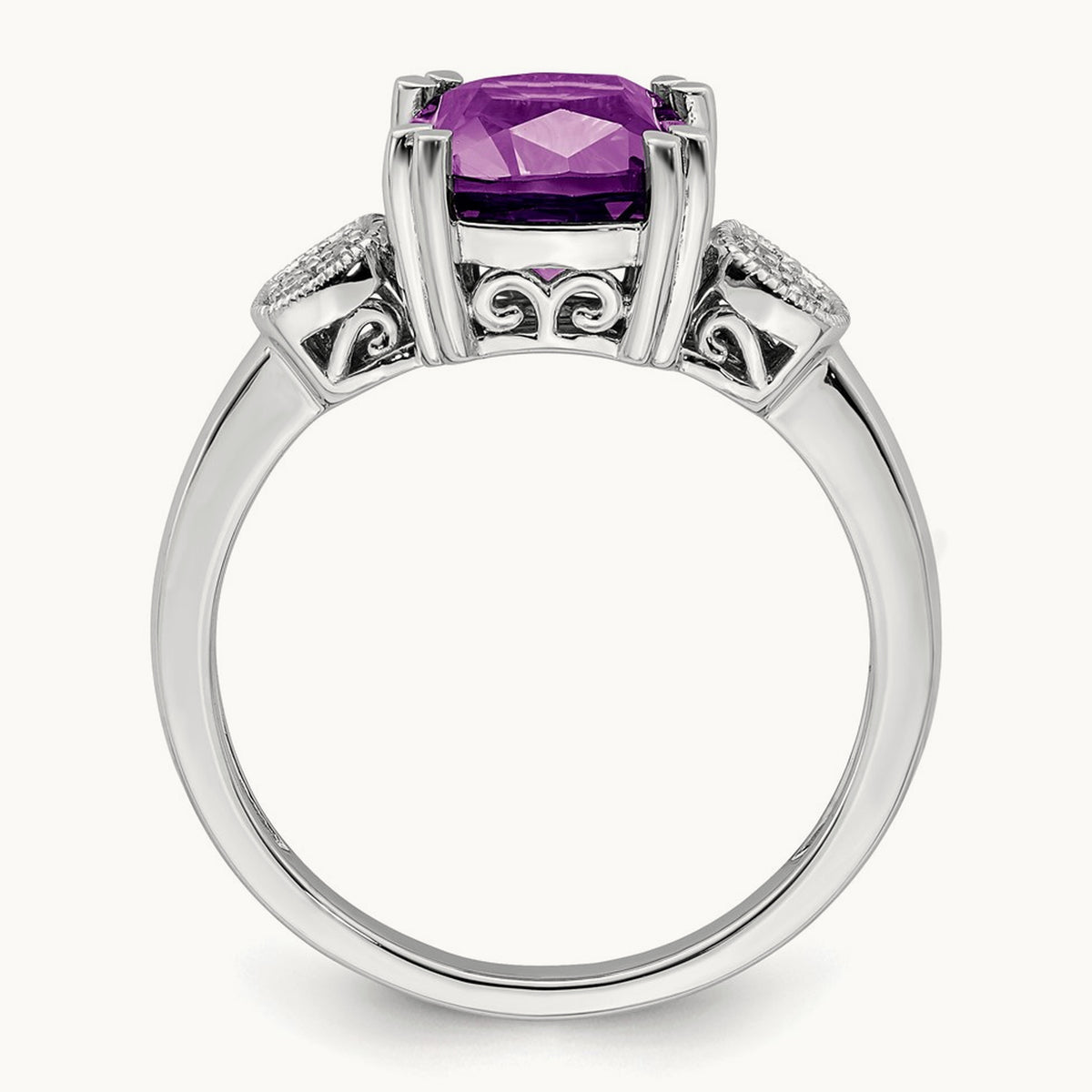 Amethyst and Diamond Ring, 14K White Gold
