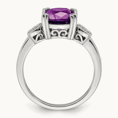 Amethyst and Diamond Ring, 14K White Gold