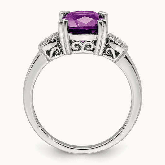 Amethyst and Diamond Ring, 14K White Gold
