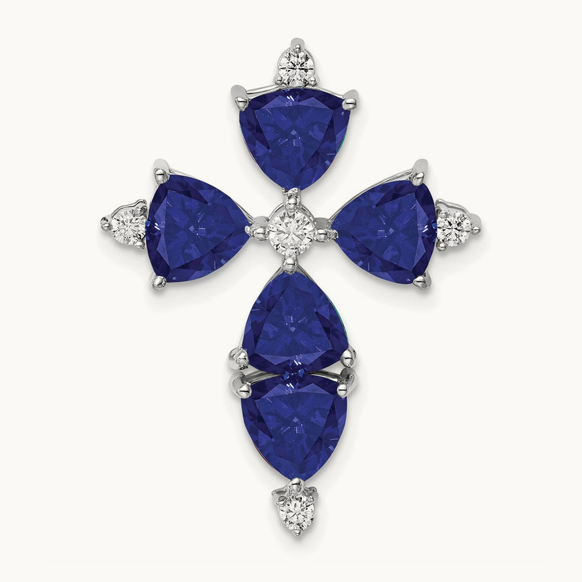 Created Blue Sapphire Chain Slide, 0.20 ct tw Lab-Grown Diamond