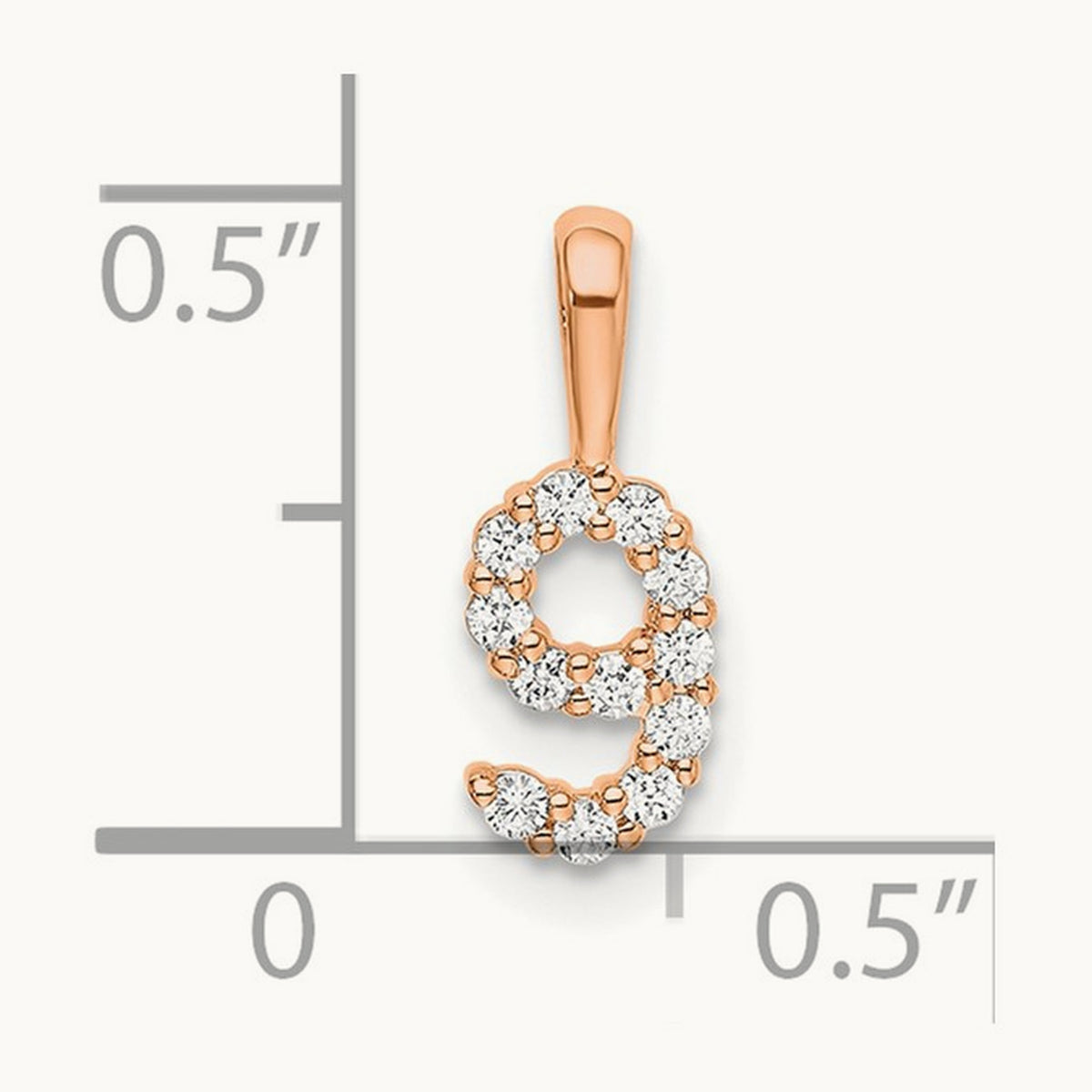 Diamond Number 9 Pendant — 14K Rose Gold, 13.12mm