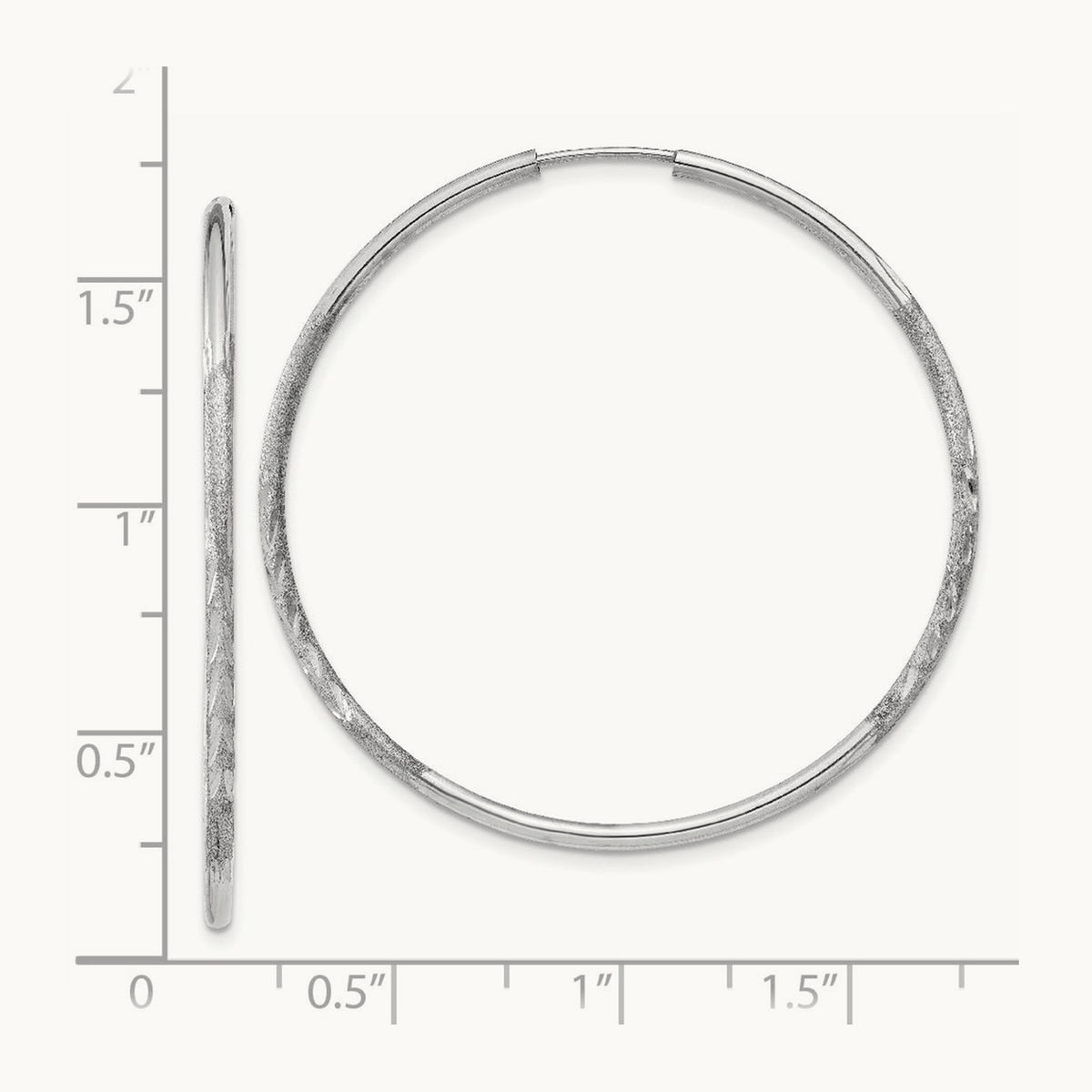 Diamond-cut Endless Hoop Earrings — 40mm, 1.5mm