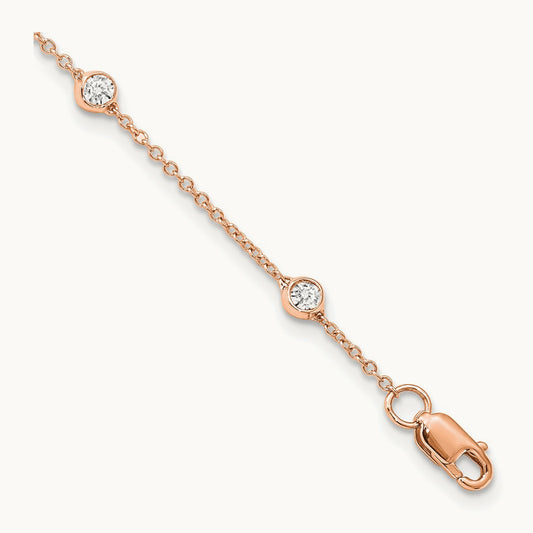 TO 14kr 1/2ct Lab Grown Diamond VS+ F+ Comp. 8 Station 9 inch Bracelet