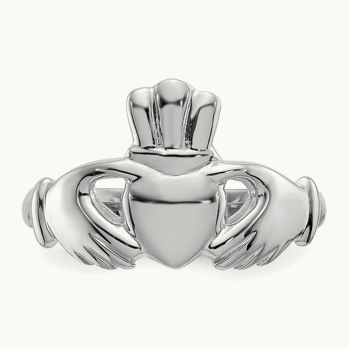Polished Claddagh Ring, 14K White Gold