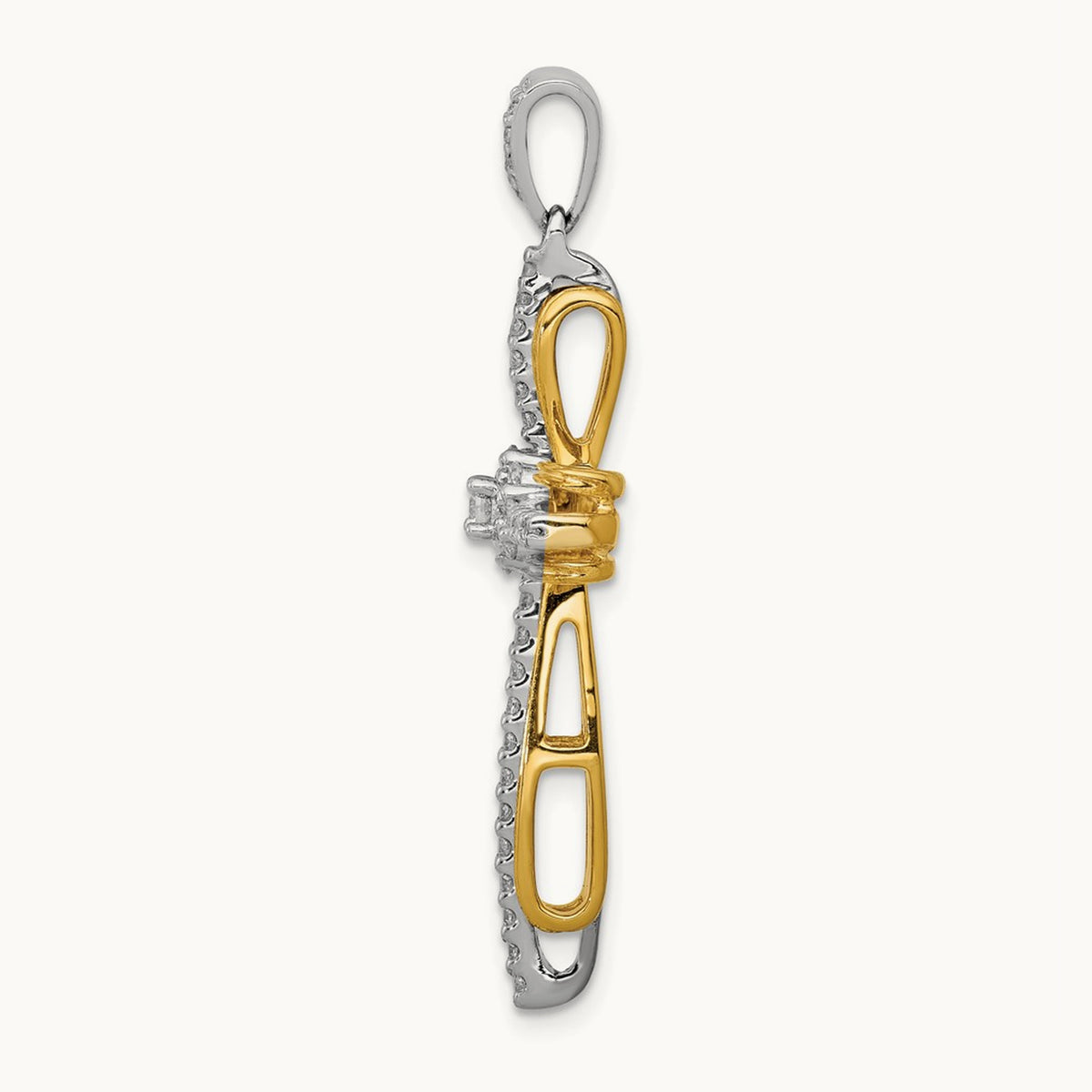 Diamond Passion Cross Pendant — 14K Two-Tone Gold, 40mm