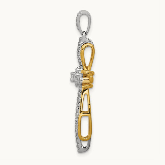Diamond Passion Cross Pendant — 14K Two-Tone Gold, 40mm