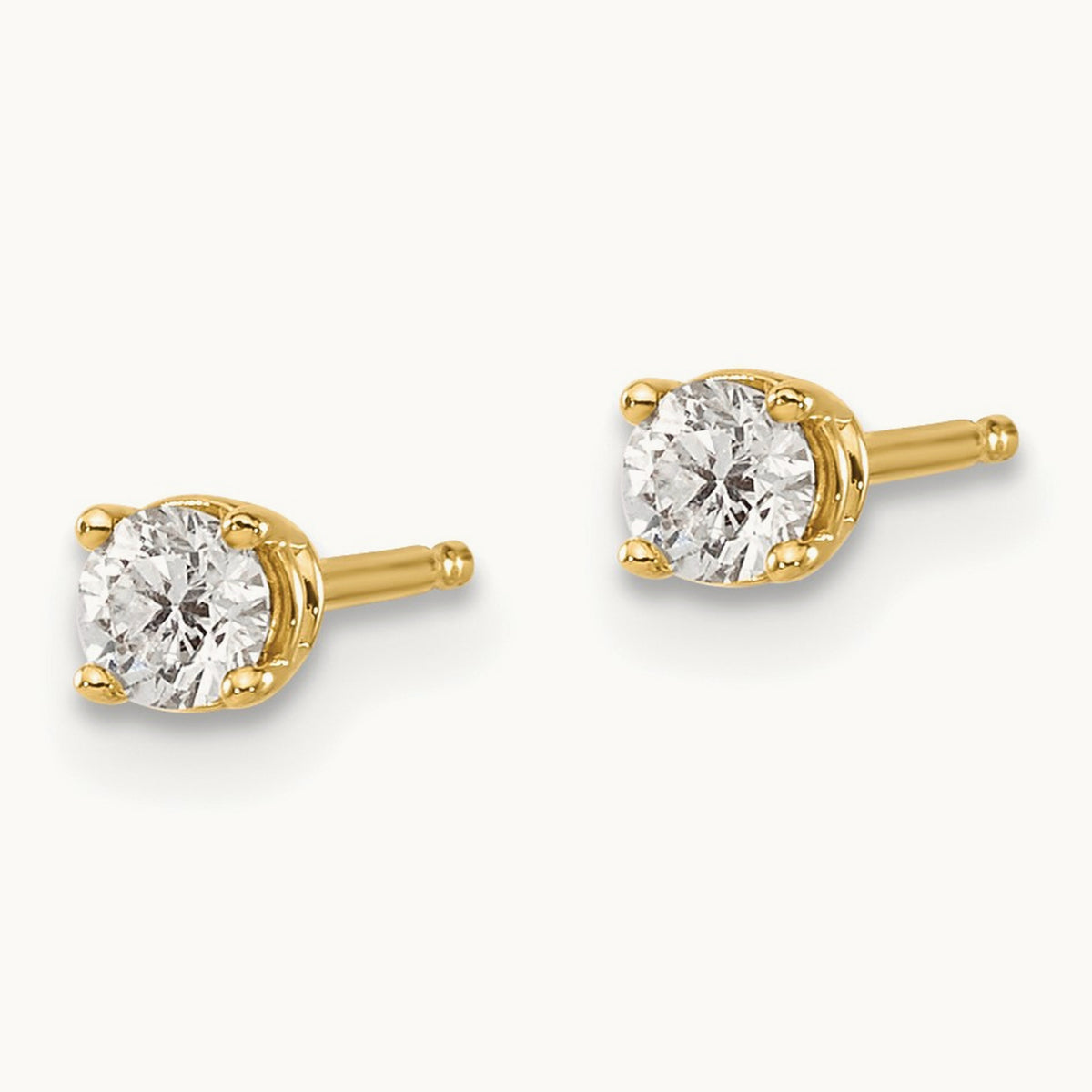 Round Diamond Stud Earrings — 14K Yellow Gold, 0.21 ct tw, I1 J-K · push back