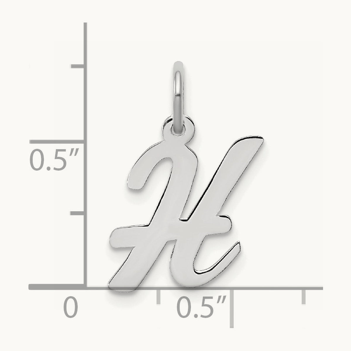 Medium Script Initial Charm — 14K White Gold, H