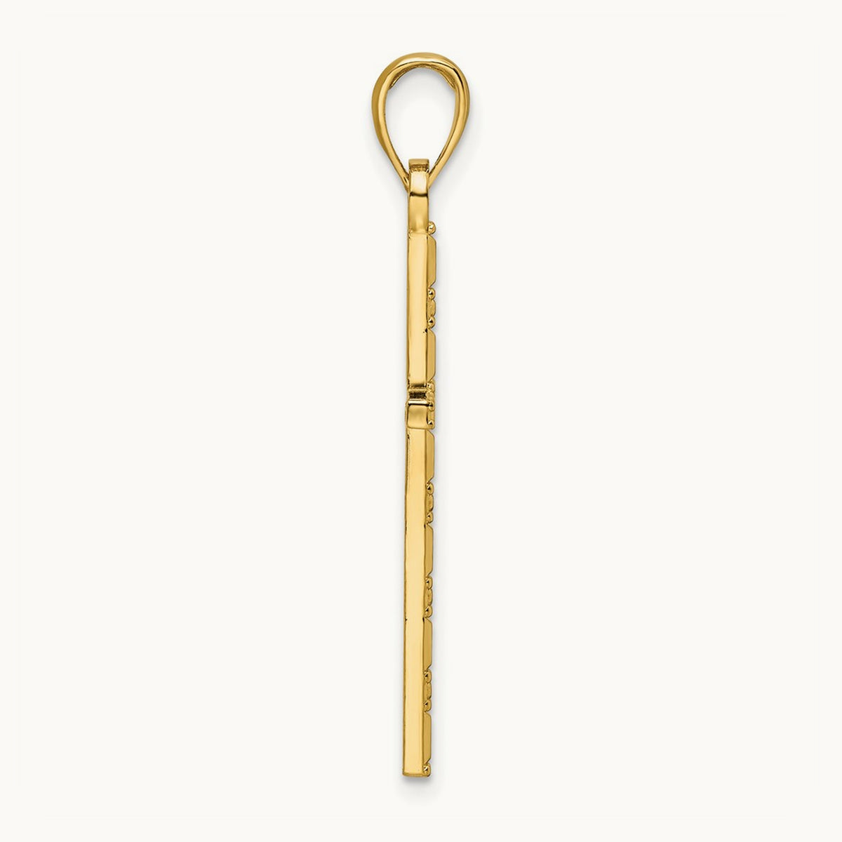 Polished Beaded Cross Pendant, 14K
