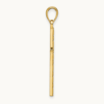 Polished Beaded Cross Pendant, 14K