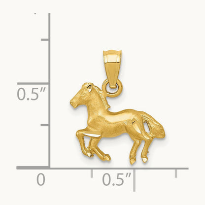 Diamond-cut Horse Pendant, 14K