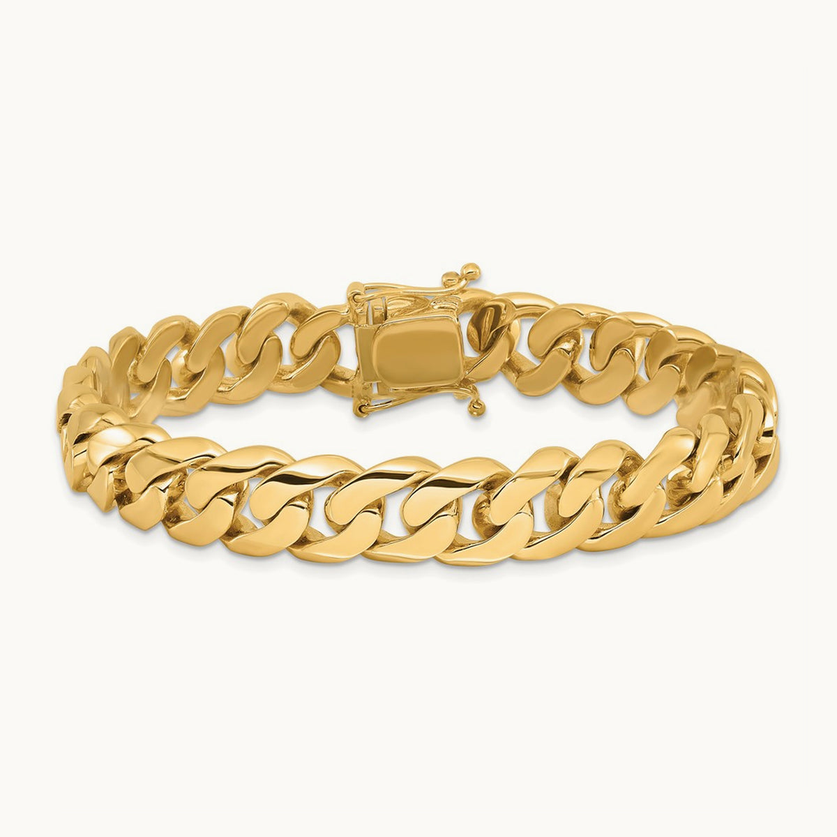 Hand-polished Rounded Curb Link Bracelet — 14K Yellow Gold, 10.8mm