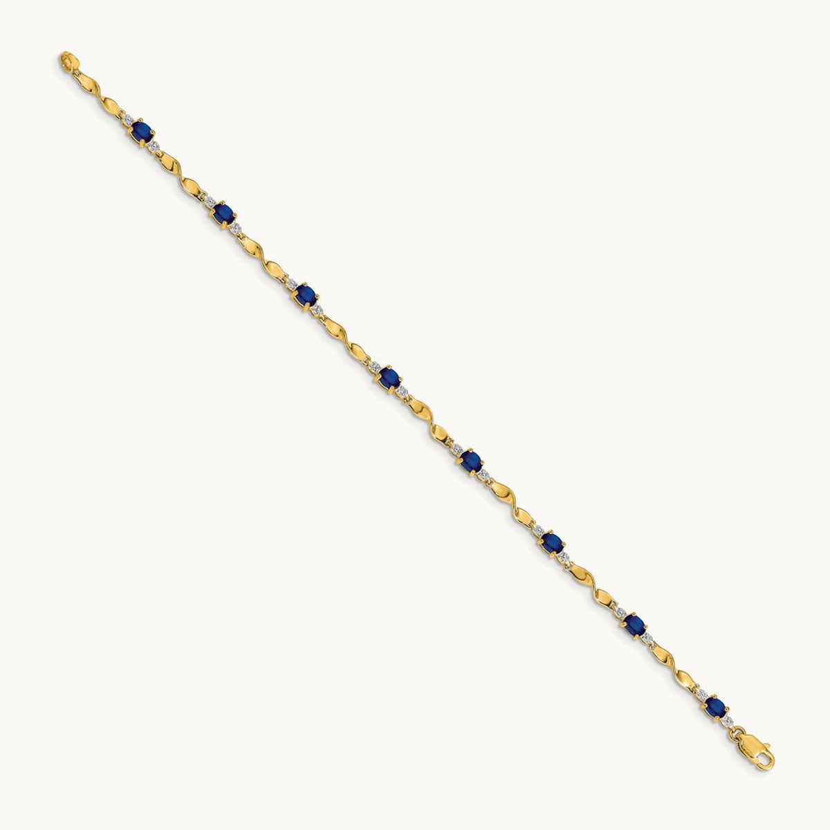Diamond and Oval Sapphire Bracelet, 14K
