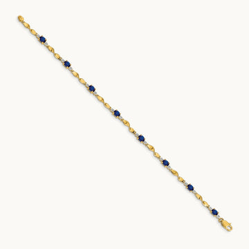 Diamond and Oval Sapphire Bracelet, 14K