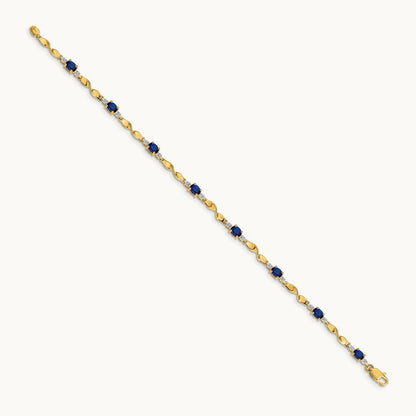 Diamond and Oval Sapphire Bracelet, 14K