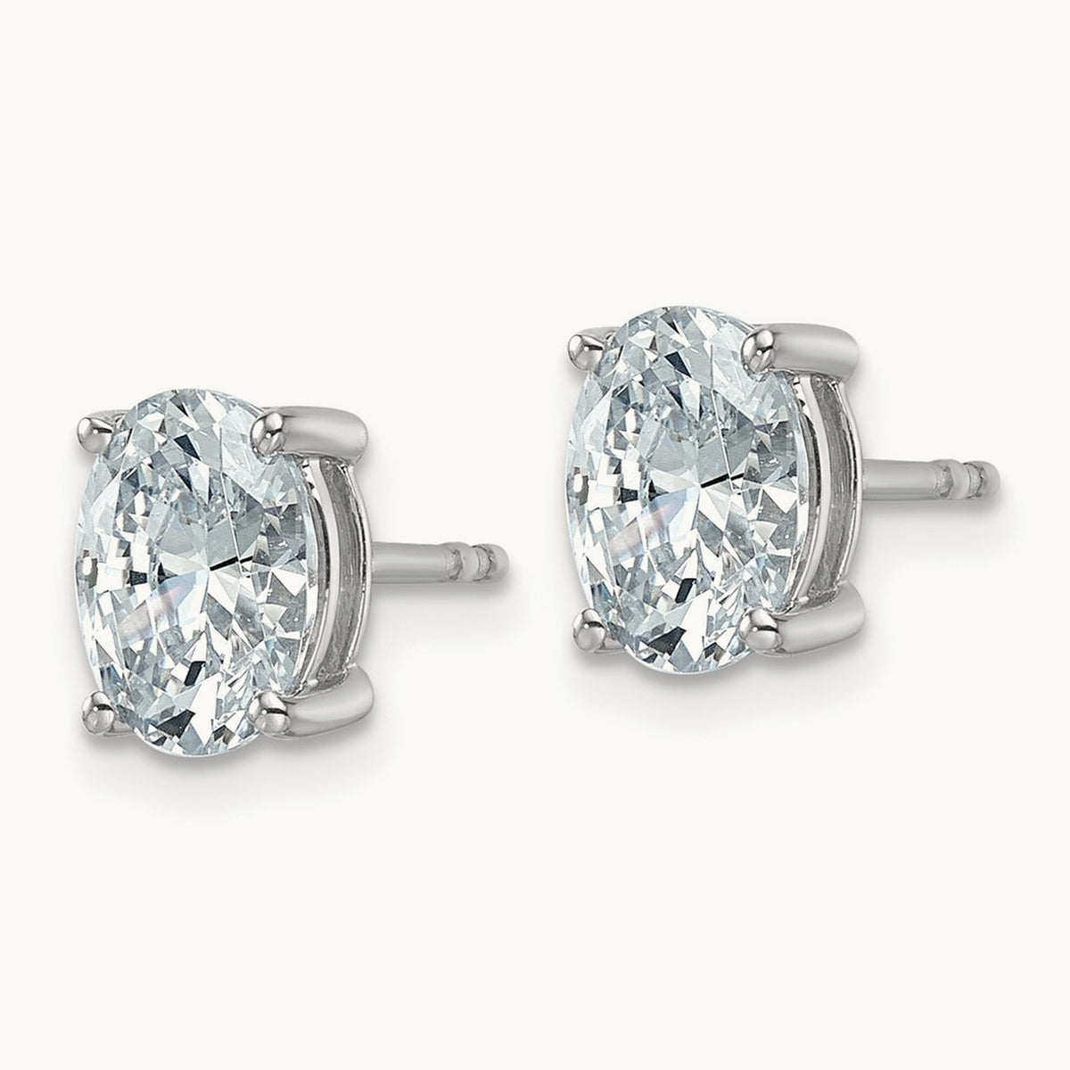 Oval Four-Prong Stud Earrings, 0.50-6.00 ct tw Lab-Grown Diamond — 2 ct, 14K White Gold