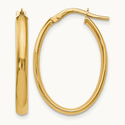 Polished Oval Hoop Earrings, 14K — Leslie's
