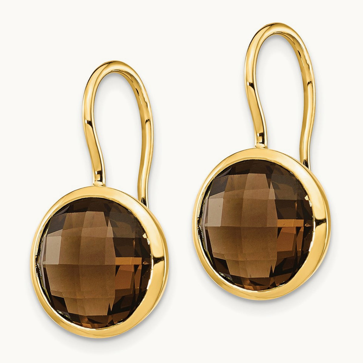 Smoky Quartz Dangle Earrings, 14K